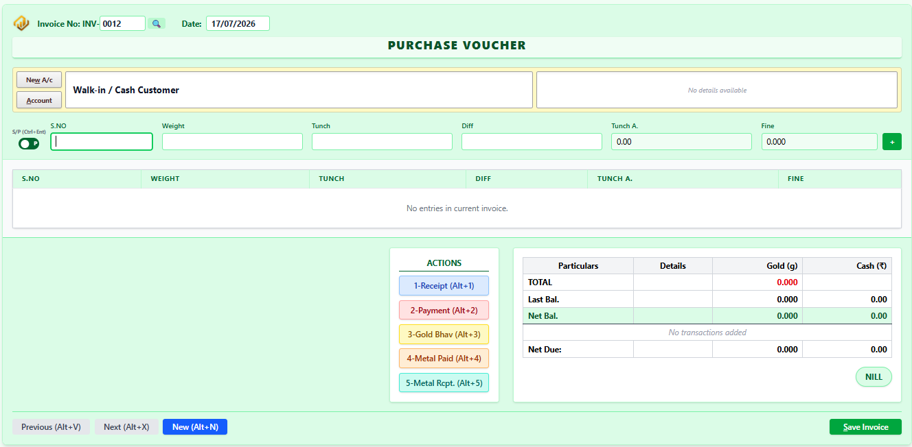 Purchase Voucher UI